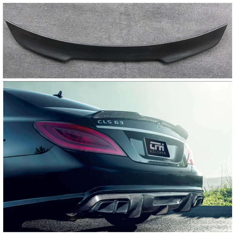 

For Mercedes Benz CLS W218 CLS300 CLS350 2013 2014 2015 2016 2017 High Quality Carbon Fiber Rear Trunk Lip Spoiler Splitter
