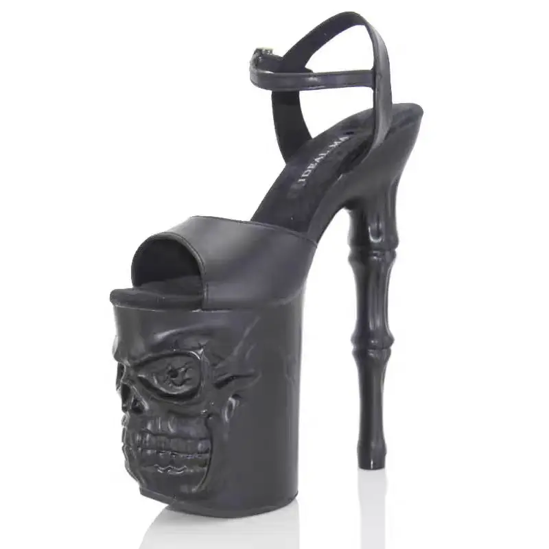 IDEAL MA 20cm Steel Pipe Dance High Heels Skull Sole Stage Model Walk Show Sandals Performance High Heels 6