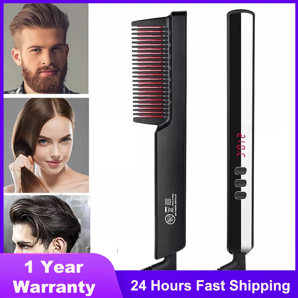 Pettine Per Raddrizzare La Barba Da Uomo Spazzola Per Raddrizzare I Capelli Ionica Pettine Lisciante Portatile Antiscottatura Spazzola Per Capelli Ant