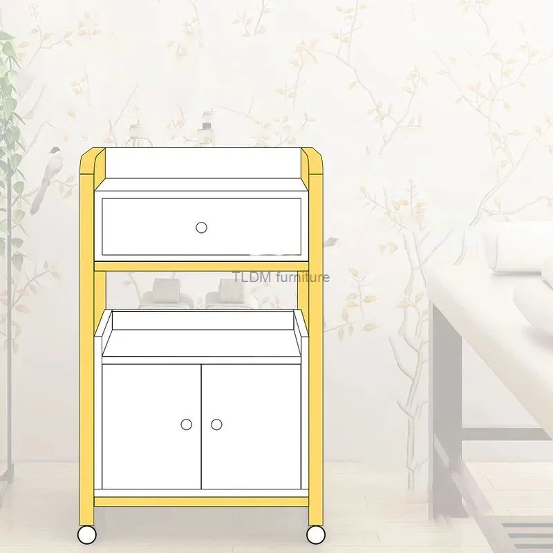 Beauty Salon Tool Cart Light Luxury Golden Salon Trolleys Creative Furniture Room Rack Home Multi-layer Storage Cabinets