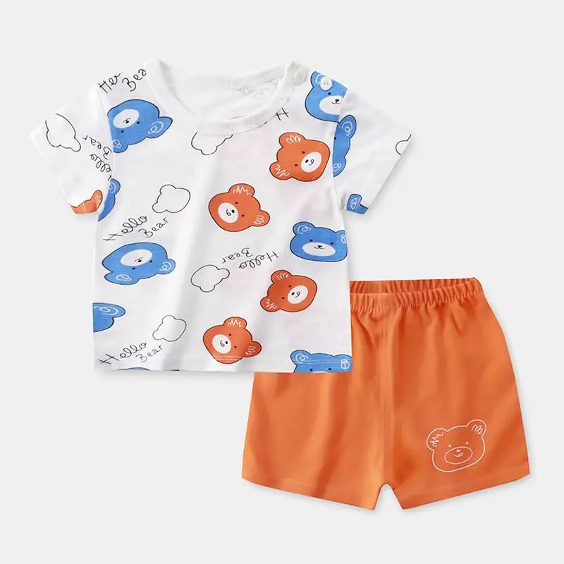 Brand Clothes Toddler Sets Summer Tees + Shorts Casual Suit 0 1 2 3 4 Years Old Kids Clothing Boys Girls Two Piece Set Baby Sets baby outfit matching set Baby Clothing Set