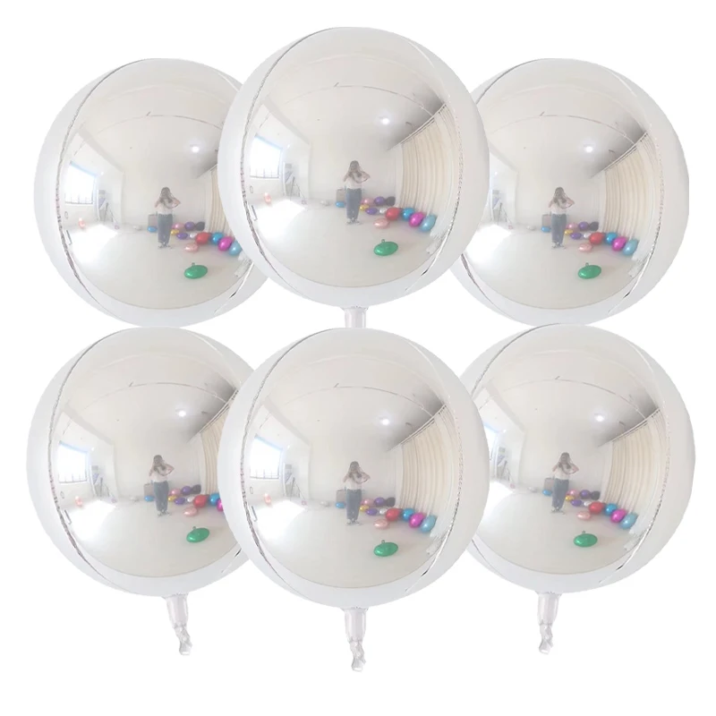 thumbnail image 1 of 6 globos de helio de aluminio 4D de 22 pulgadas, globos de aire metálicos brillantes para decoración de bodas, fiestas de cumpleaños, baby shower, juguetes para niños, 1 of 5