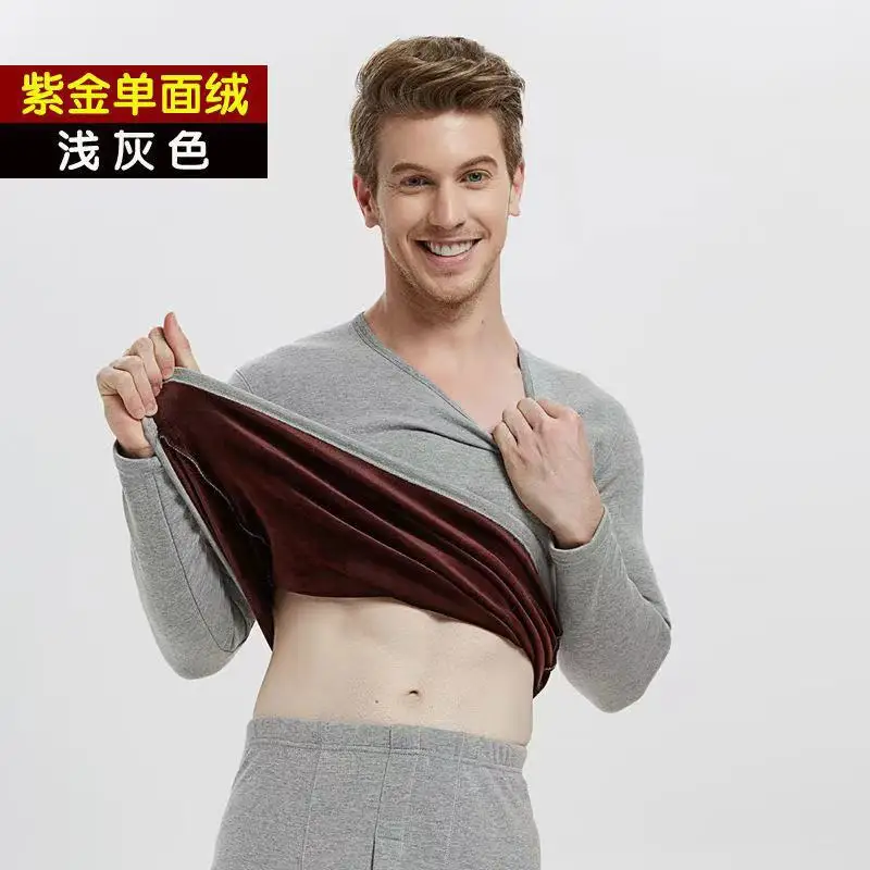 Winter Velvet Thick Thermal Underwear For Men Woman Winter Warm Casual O-neck Hight Stretch Long Johns Set Pajamas