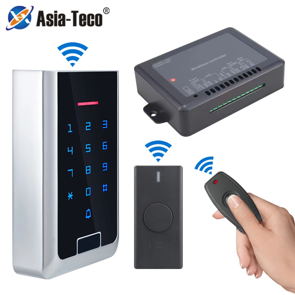 Kit Di Controllo Accessi Wireless Ac100V ~ 240V Scatola Di Controllo Alimentazione + Tastiera Touch Retroilluminata Rfid + Telecomando 433Mhz + Interr