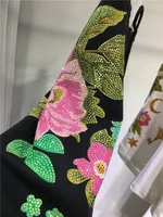 Oversized rhinestone diamond high-waisted black adjustable waist wide leg slacks Women's shorts - Image 4