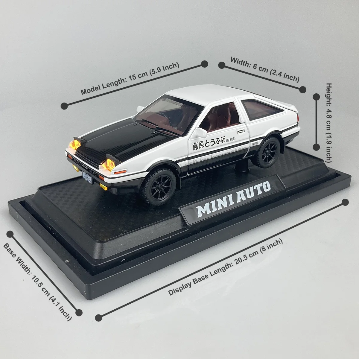 1:20 Initial D Toyota TRUENO AE86 Diecast Model Car Toy Sound&Light  Collectible