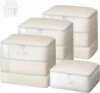 Comforter Storage Bag - Large Capacity Blanket Storage Bags 3-Layer Ultra Space Saving Self Compression Organizer 3