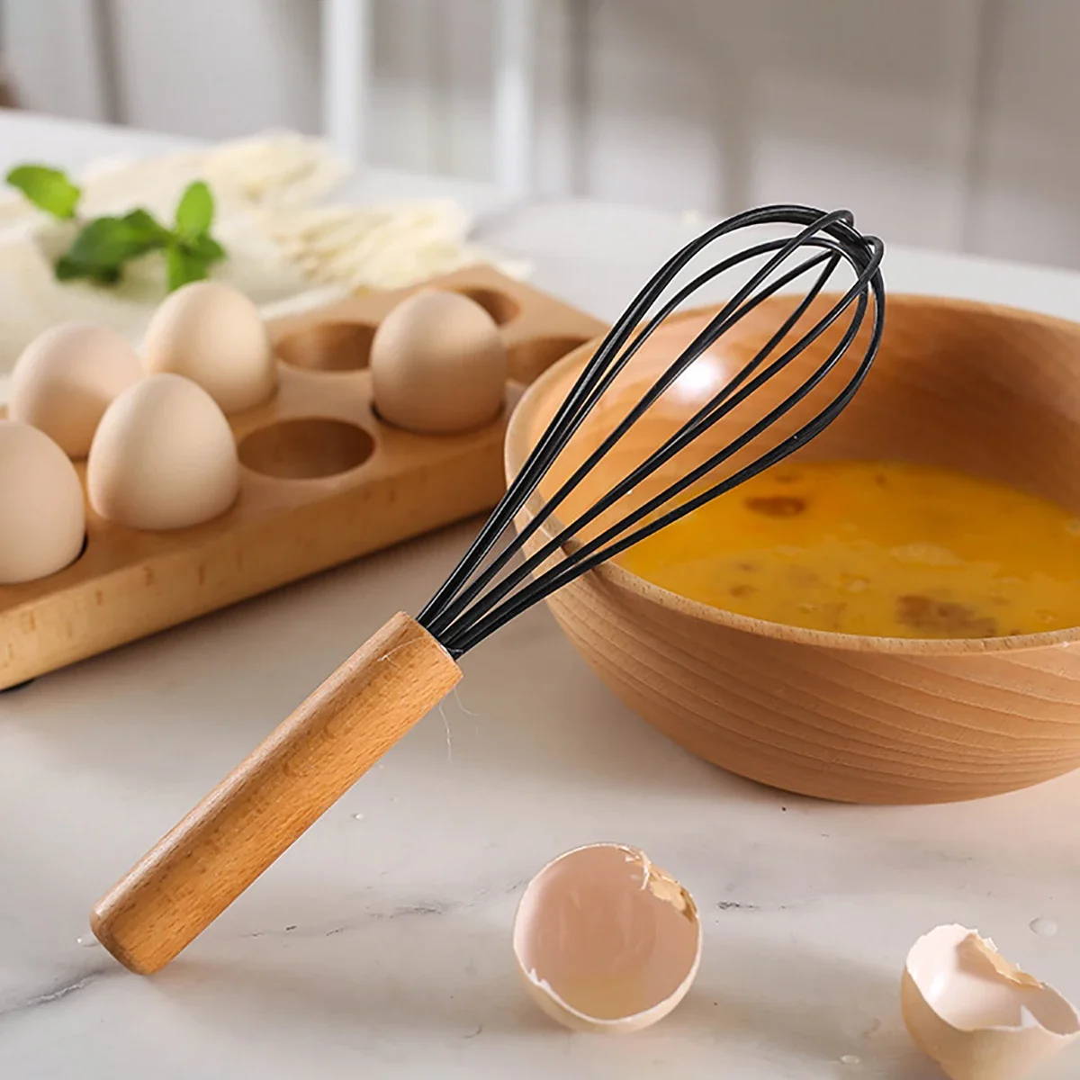 Silicone Kitchen Utensils With Storage Wooden Handle Bucket High Temperature Resistant And Non Stick Pot Spatula Spoon 12Pcs/Set silicone kitchen utensils