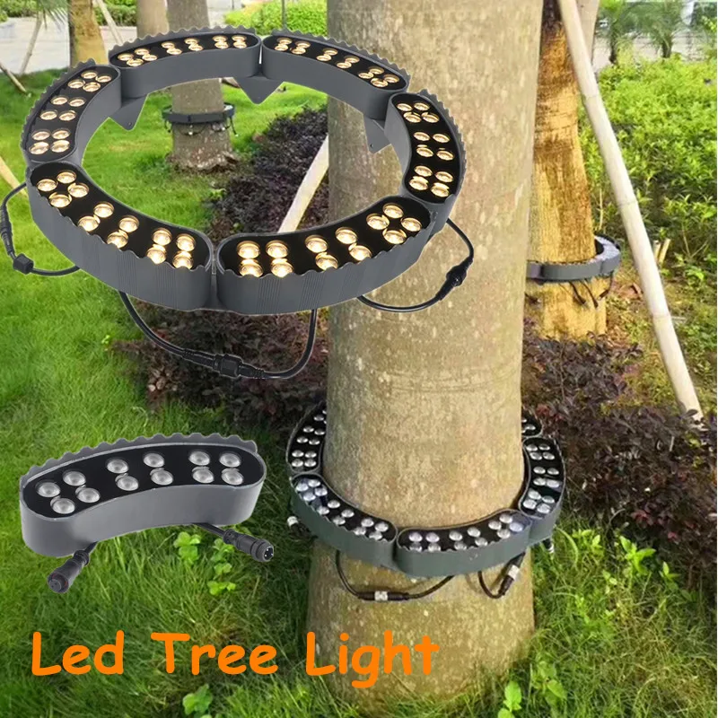 Ring Hugging Tree Light LED Outdoor Waterproof 220V Spotlight Colorful Yellow Ground Plug Green Column Light Tree Lamp 12V 24V