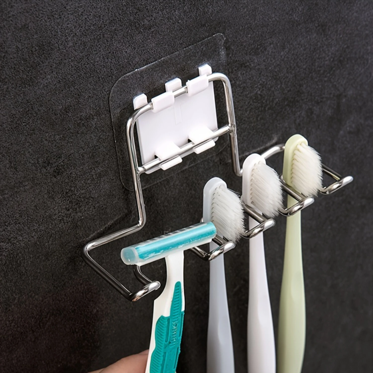 Stainless Steel Toothbrush & Toothpaste Holder-Wall-Mounted, No-Drill Installation, Multi-Functional Bathroom Organizer For T