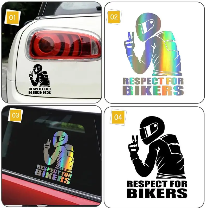 

1pc Respect Biker Sticker For On Car Motorcycle Vinyl 3D Stickers 15x11CM Car Sticker 3D Reflective Stickers Decals Accessories