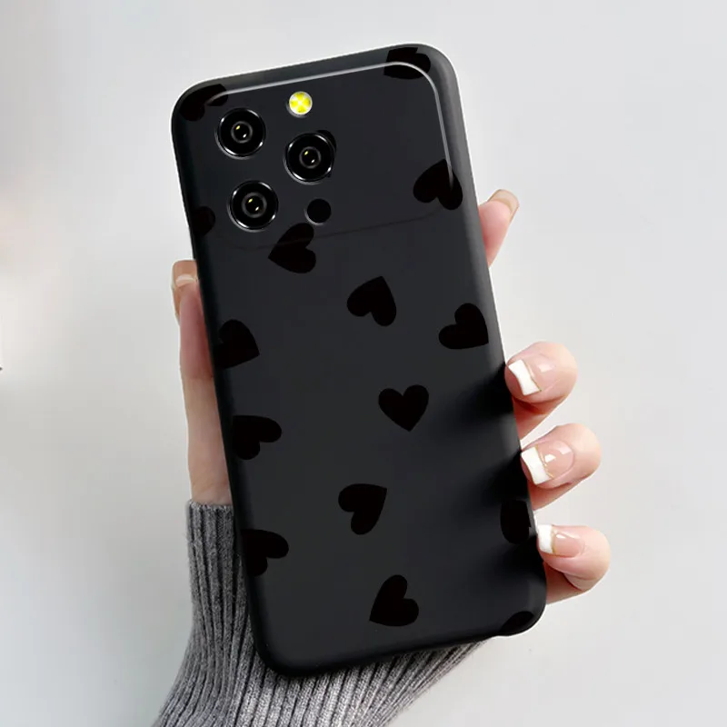 Luxury Silicone Phone Case with Cute Love Heart and Funny Rabbit Cartoon Design - Black Soft TPU Back Cover