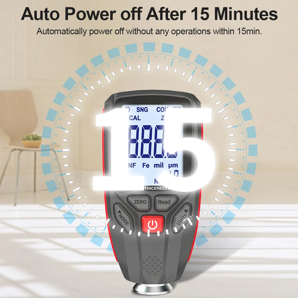 GVDA Digital Film Coating Thickness Gauge Car Paint Film Thickness Measuring Meter for Automotive Metal Electroplate 0-1300um