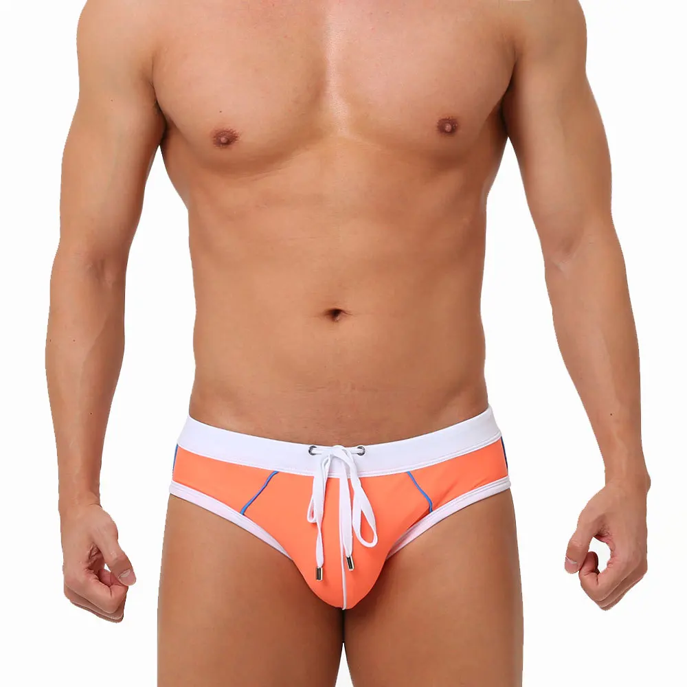 

European And American Color Matching Men's Triangle Swimming Trunks Trend Simple Coin Purse Comfortable Beach Vacation Briefs