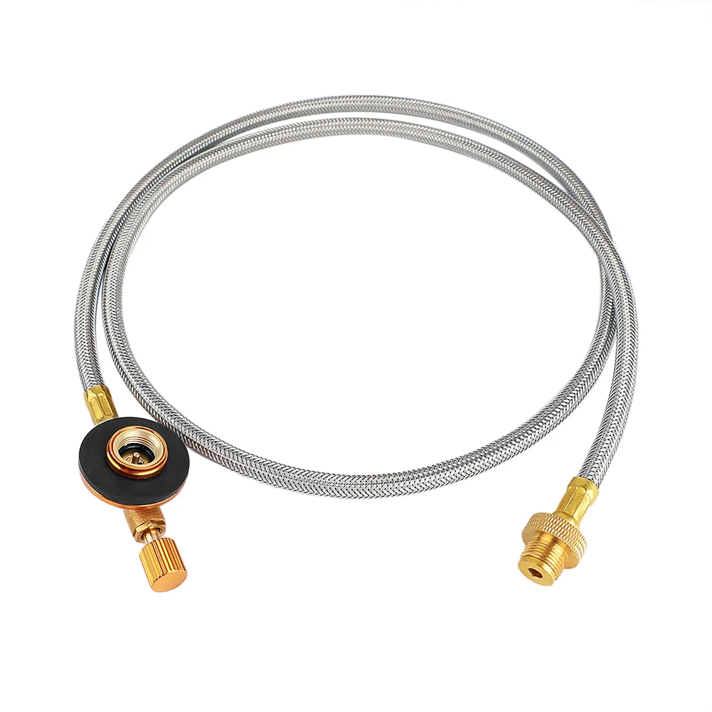 Tuyau Gaz Propane Tressé Inox 2 Mètres Avec Valve - Pour Camping-car, Caravan, Barbecue
