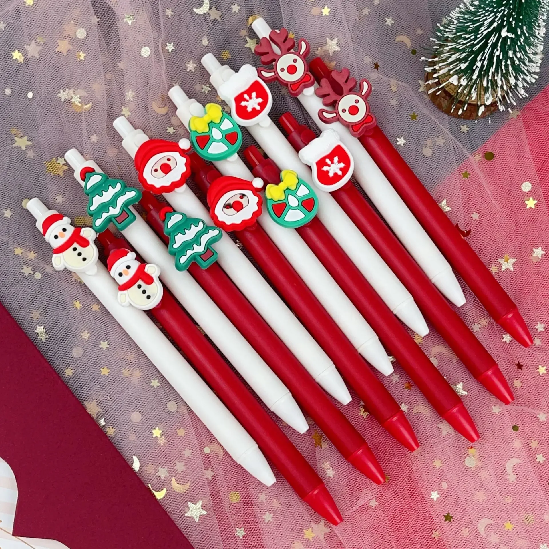 

30Pcs/Lot Cute Christmas Gel Pen Kawaii Cartoon Santa Snowmen Elk Tree Writing Pens Black Ink School Office Stationery Gifts