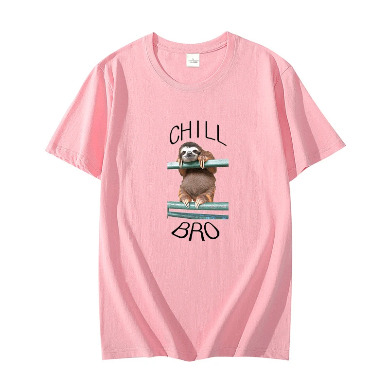 

Классная хипстерская футболка в стиле унисекс, футболки с надписью Chill Bro животное Ленивец graphic, футболки оверсайз, летняя уличная одежда в стиле Харадзюку, мужская одежда
