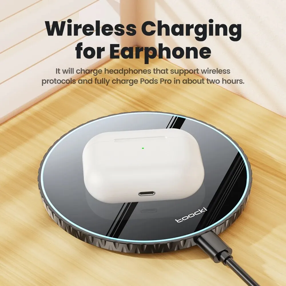 Toocki 15W Wireless Charger Pad Fast Wireless Charging Station for iPhone 15 14 13 12 Samsung Galaxy S23 S22 S21 S20 Airpods Best Sellers In Phones Accessories