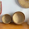 Woven Bamboo Basket Simple Natural Color Round Wicker Bread Basket Handmade Handmade Bamboo Basket Home Shop Display 5