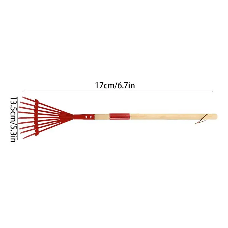 Small Garden Rake For Kids Wooden Handle Garden Leaves Rake Kids Lawn Rakes With Detachable Wooden Handle For Outdoor 6