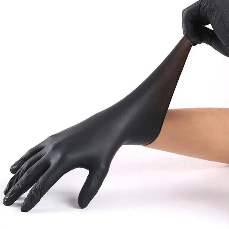 50/100PCS Black Disposable Cleaning Gloves Household Cleaning Nitrile Gloves Elastic Waterproof Multifunctional Multiple Sizes
