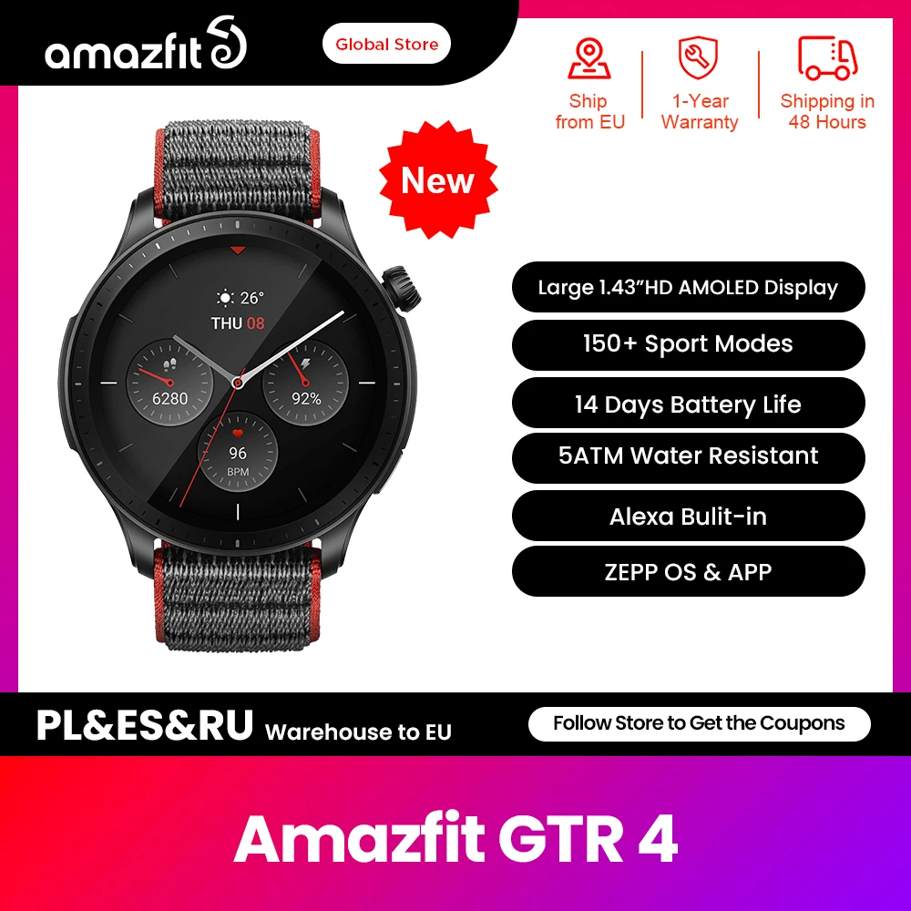 NEW Amazfit GTR 4 Smartwatch Alexa Built 150 Sports Modes smart watch