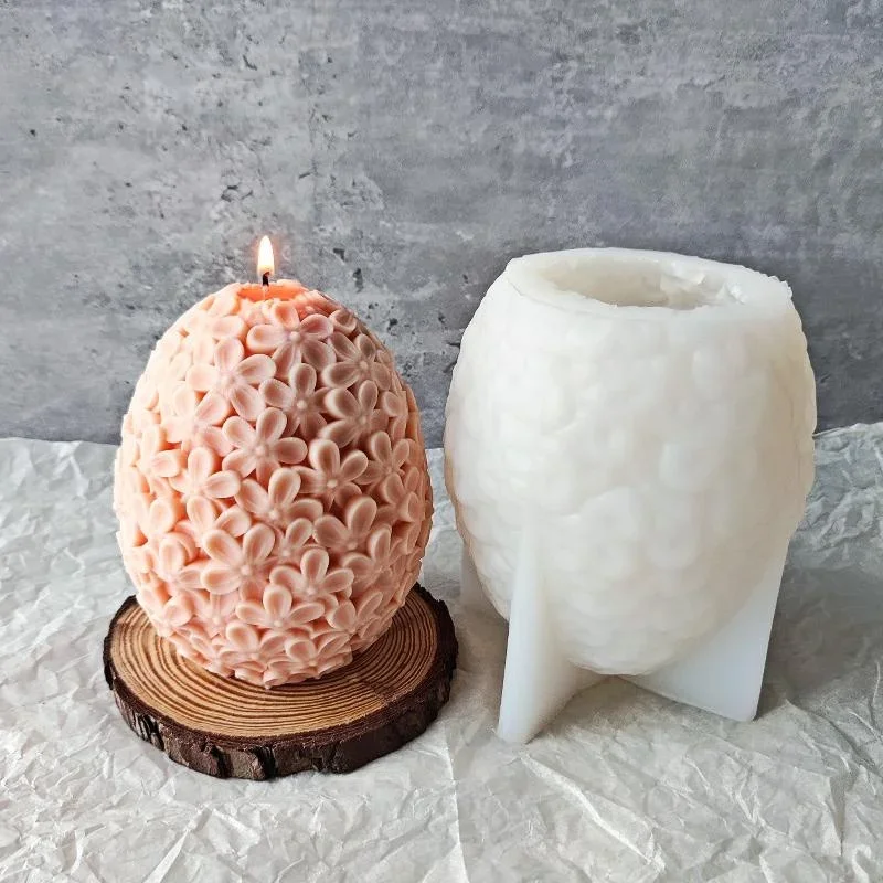 

Carving Flower Egg Silicone Candle Mold Catharanthus Ball Soap Resin Plaster Mould Chocolate Cake Ice Making Set Home Decor Gift