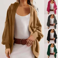 Women's Hoodies Autumn and Winter Jacket Hooded Temperament Commuting Loose Back Splicing Casual Cardigan Sweater 1