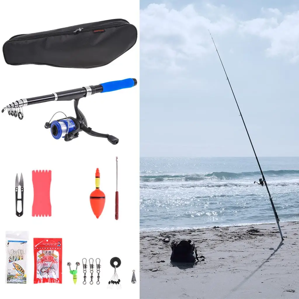 Fishing Rod Reel Combo Telescopic Fishing Pole Spinning Reels Carrier Bag I6Y0 