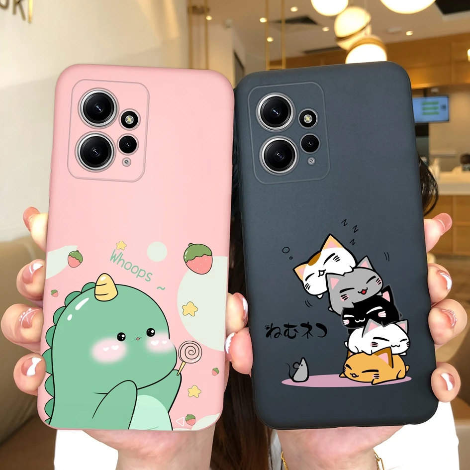Case For Xiaomi Redmi Note 12 4G Coques Cute Shockproof Cover Love Heart Dinosaur Soft Silicone For Redmi Note 12 5G Funda Shell 4