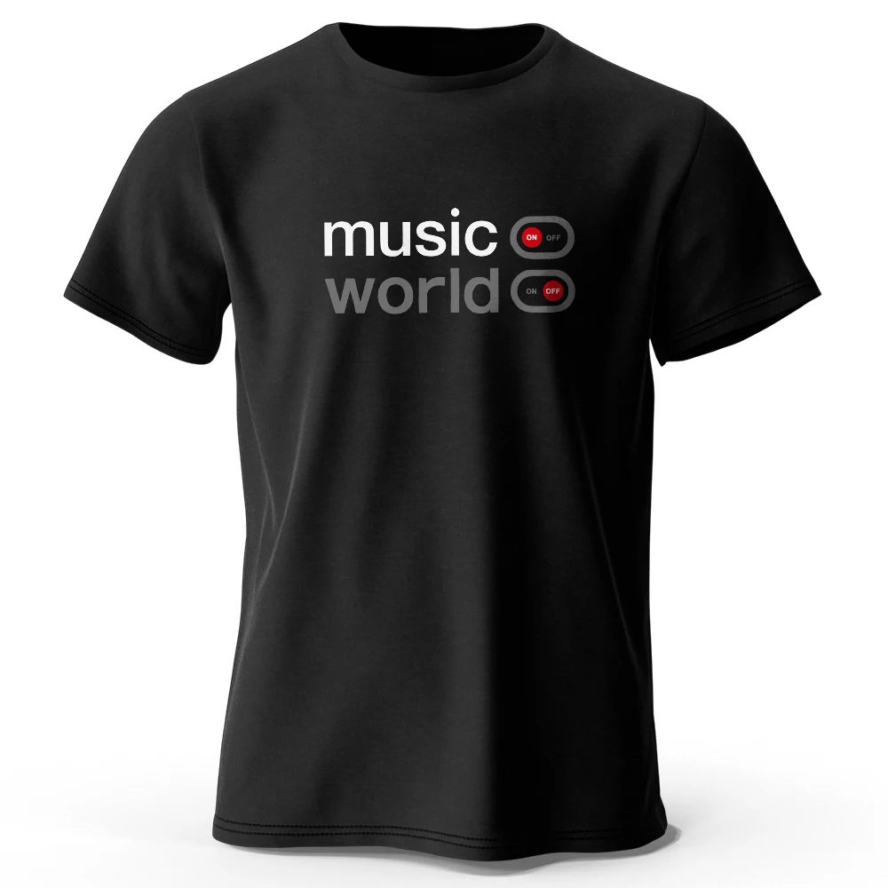 Men's Oversized Music World Graphic T-Shirt – 100% Cotton Summer Top