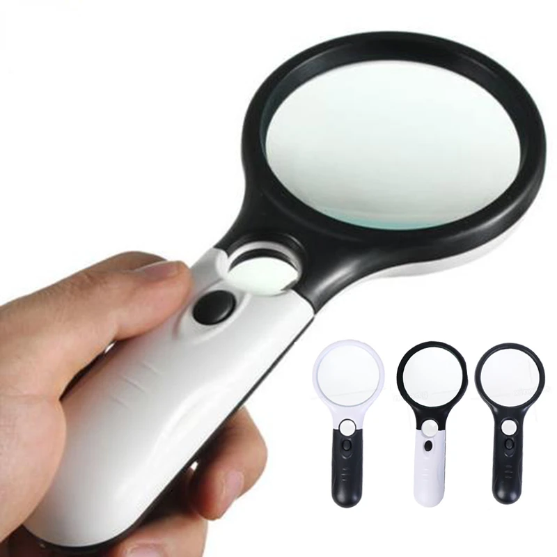 Magnifying Glass With Light, 3X Zero 10X 45X Handheld illuminated Magnifier  With Large Lens Loupe Magnifier For Reading Repair - AliExpress