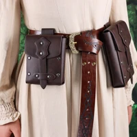 UYEE Larp Viking Knight Belt Retro Belt Copper Coin Leather Waist Bag Role Playing Belt Set