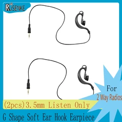 Straight Plug Tactical Headset,G Shape,Soft Ear Hook Earpiece,Transceiver Radio, Shoulder Speaker, Mic, Listen Only, 3.5mm, 2Pcs