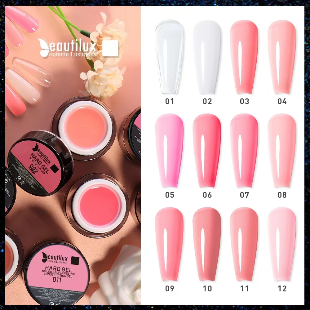 Beautilux Soak Off Hard Builder Nail Art Gel UV LED Clear Pink Nude Camouflage Milky Nail Enhancement Extension Gel Nails 10g born pretty 7ml qucik extension gel nail polish milky white jelly quick clear pink nail tips uv led gel soak off extension nails