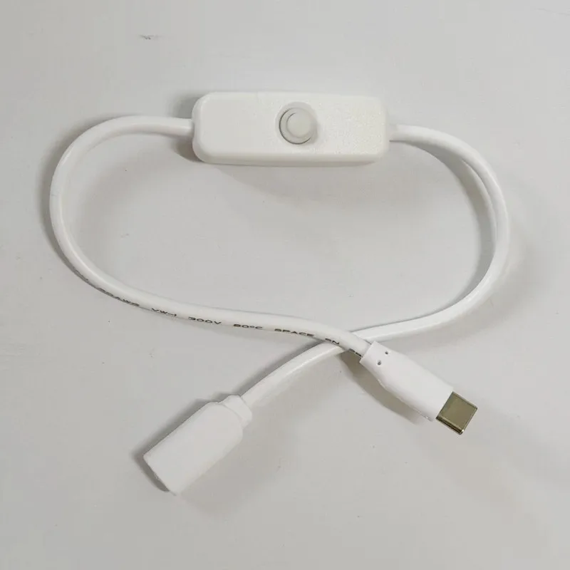 온/오프 스위치 버튼이 있는 USB C 케이블, C형 남성-여성 커넥터, C형 스위치 와이어 코드