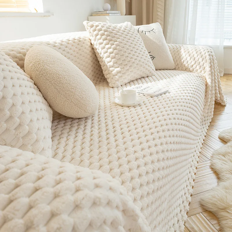 

Modern Plush Velvet Cover for Sofa 1/2/3 Seater Warm Soft Corner Couch Slipcover Solid Color Sofa Towel Throw for Dogs Cats