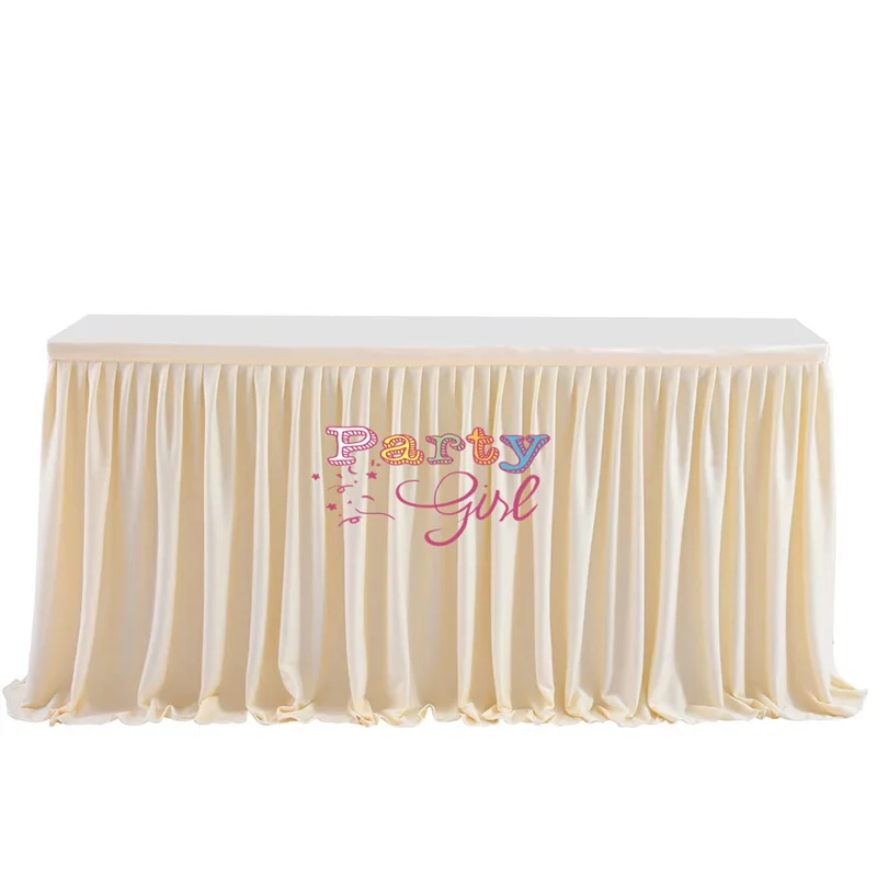3 Layer Pleat Ice Silk Table Skirt Banquet Wedding Tablecloth Skirting Event Party Christmas Decoration