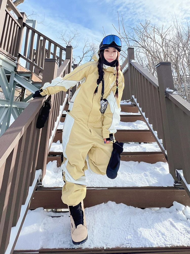 High Experience Women's Winter Fur Hood Chic One Piece Ski