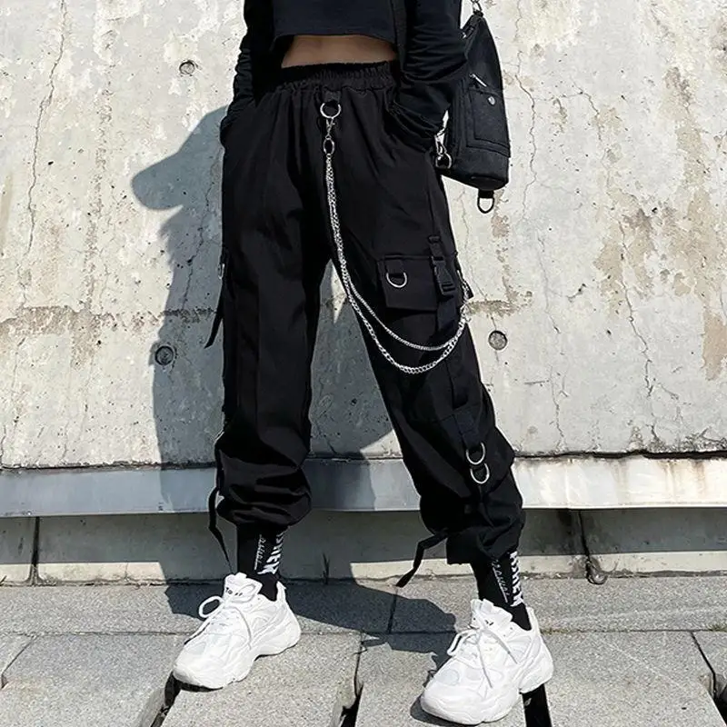 Plus Size Cargo Pants Women Summer Thin Black Nine-point Trousers Korean  Fashion Streetwear Oversized Bottoms Female Y2K Clothes