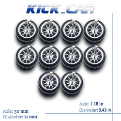Premium 1/64 Ten Spoke Rubber Tires for Diecast Toy Cars (5 Sets) (MMW79)