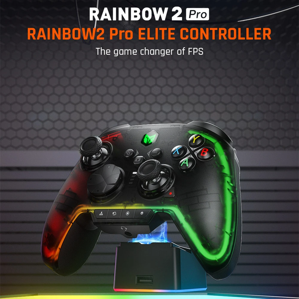 BIGBIGWON Rainbow2 Pro Elite Gaming Controller BT Wireless Connect Gamepad  For PC/Nintendo Switch/ANDROID/IOS Mobile Phone