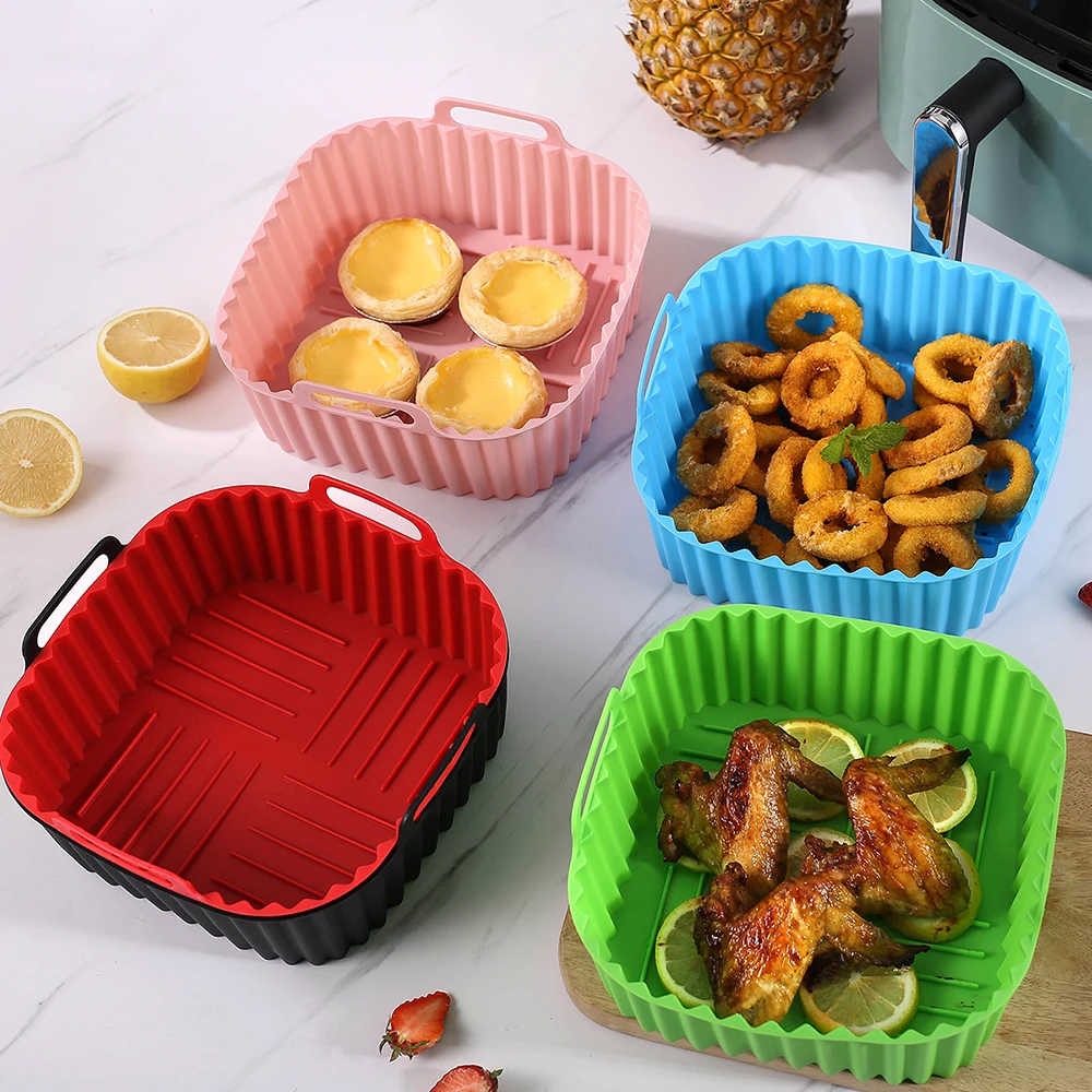 Air Fryer Basket 1PC Square Silicone Reusable High Temperature Resistant