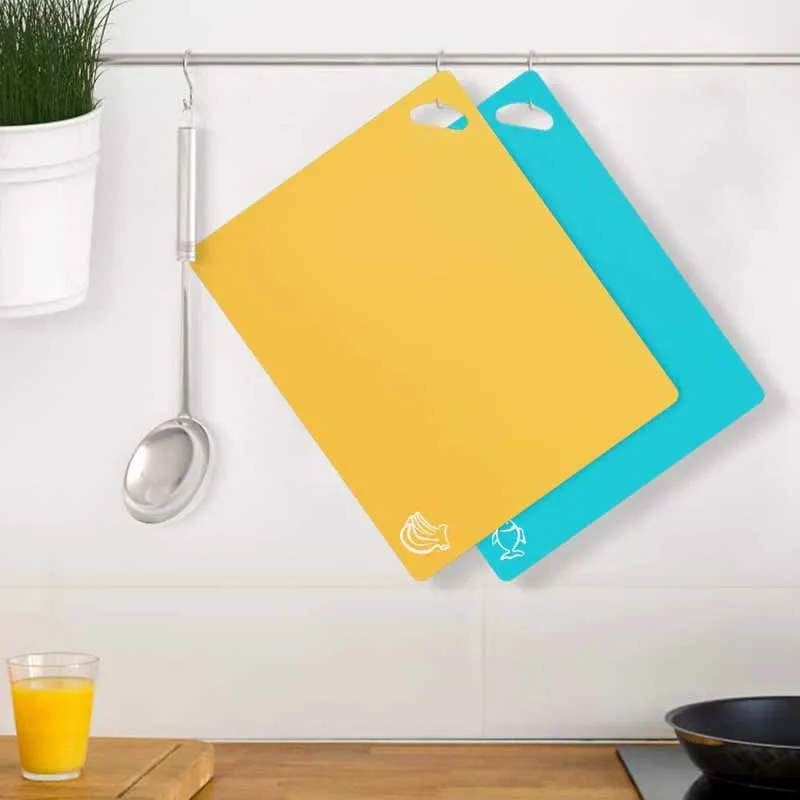 6 Color Plastic Kitchen Cutting Board Mat Set Flexible with Food