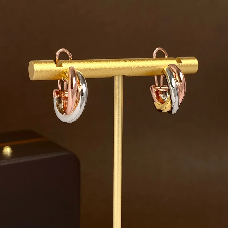 European and American fashion trends classic three ring three color C-shaped earrings