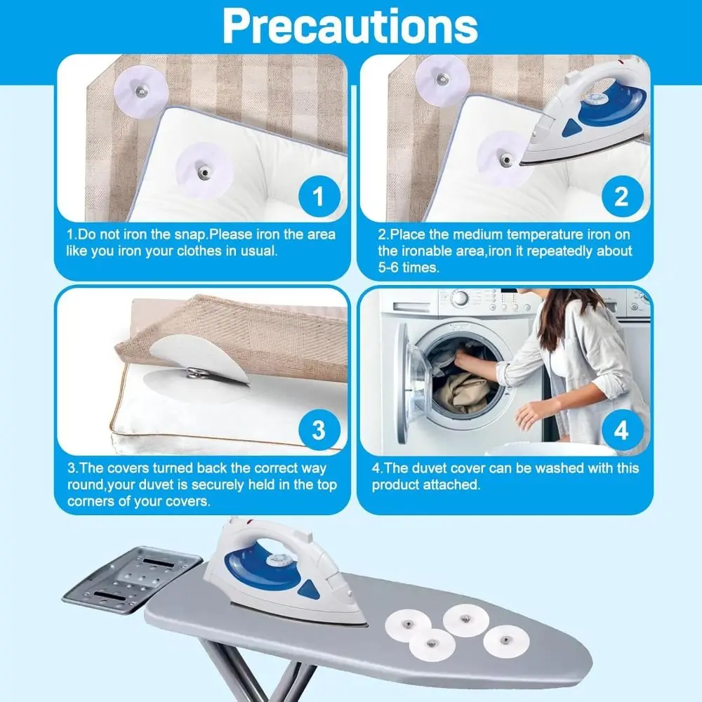 Duvet Cover Snaps Clips Quilt Bed Sheet Metal Snaps Buckle No More Shifting Corner Keepers Holds Inside Duvet Iron on Fasteners