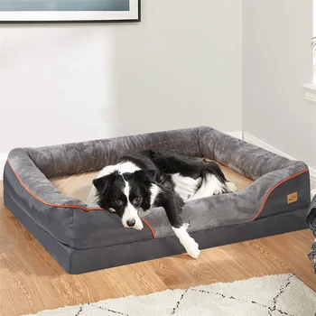 Jumbo Large Orthopedic Dog Bed Memory Foam Pet Sofa Couch Waterproof Elevated Cushion Warm Puppy Bolster Couch Removable Cover 2