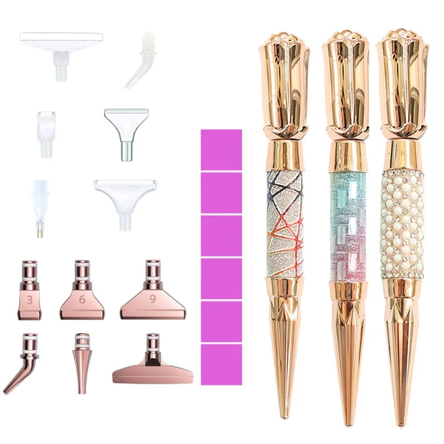 New Lighting Point Drill Pens LED Diamond Painting Pen Set Multi-placer  Alloy Replacement Pen Heads Glue Clay DIY Craft Nail Art - AliExpress