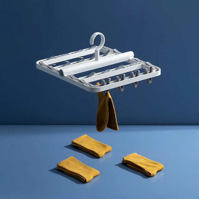 Összecsukható 24 Peg Szélálló Ruha Akasztó Szárító Mosó Vonal Airer Ruharuhák Fehérnemű Zokni Nadrág Háztartási Tároló Kiegészítők - Image 4