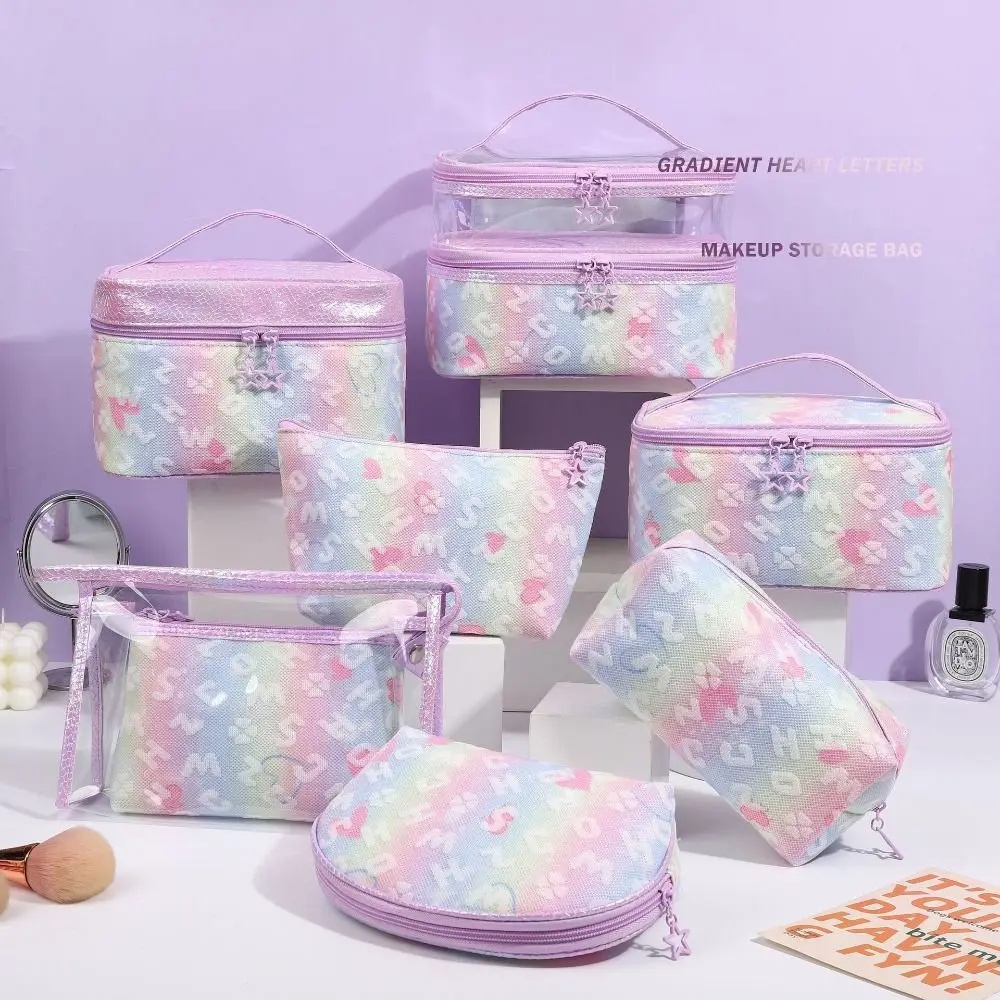 

PVC Letter Makeup Bag New Large Capacity PU Leather Cosmetic Bag Letter Travel Storage Bag